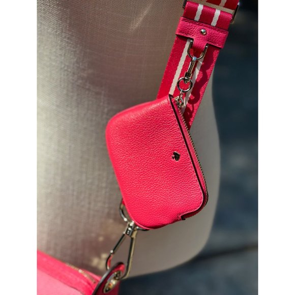 kate spade Rosie Canvas Crossbody Pink Peppercorn Coin Purse Extra Strap Dustbag - Picture 14 of 16